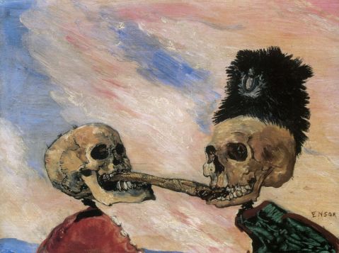 Figura 6. James Ensor. Esqueletos disputando um arenque fumado. 1891