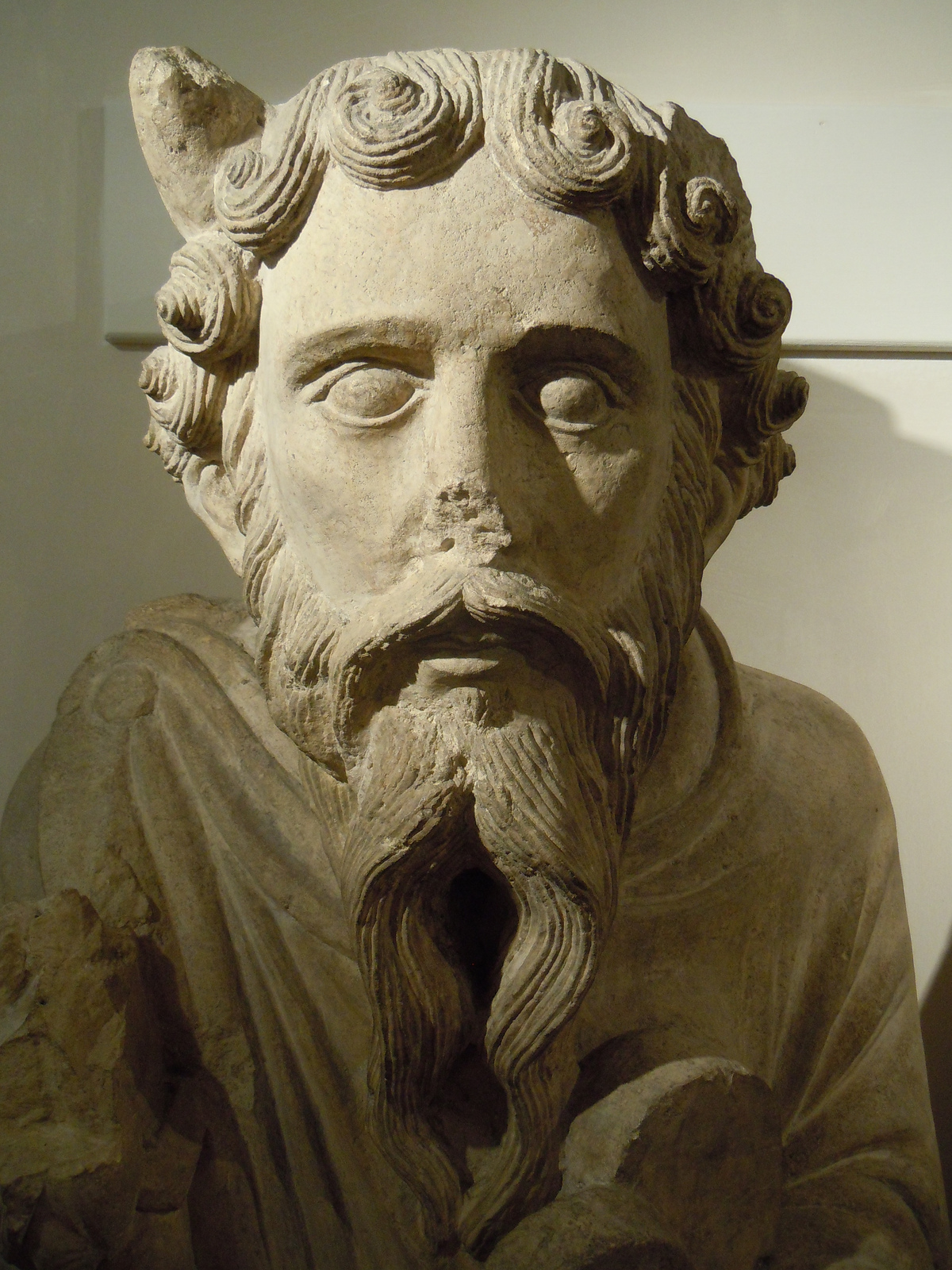  Statue of Moses c.1150-1200, St. Mary's Abbey, now in the Yorkshire Museum. Detail.
