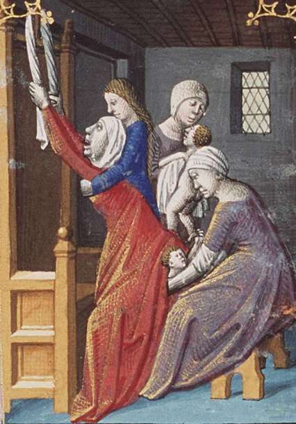 Birth of Esau and Jacob (illumination circa 1475–1480 by François Maitre.