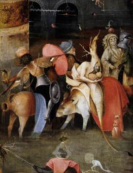 02. Hieronymus Bosch. A Tentação de Santo Antão (triptico). Pormenor do painel central.1505-1506.