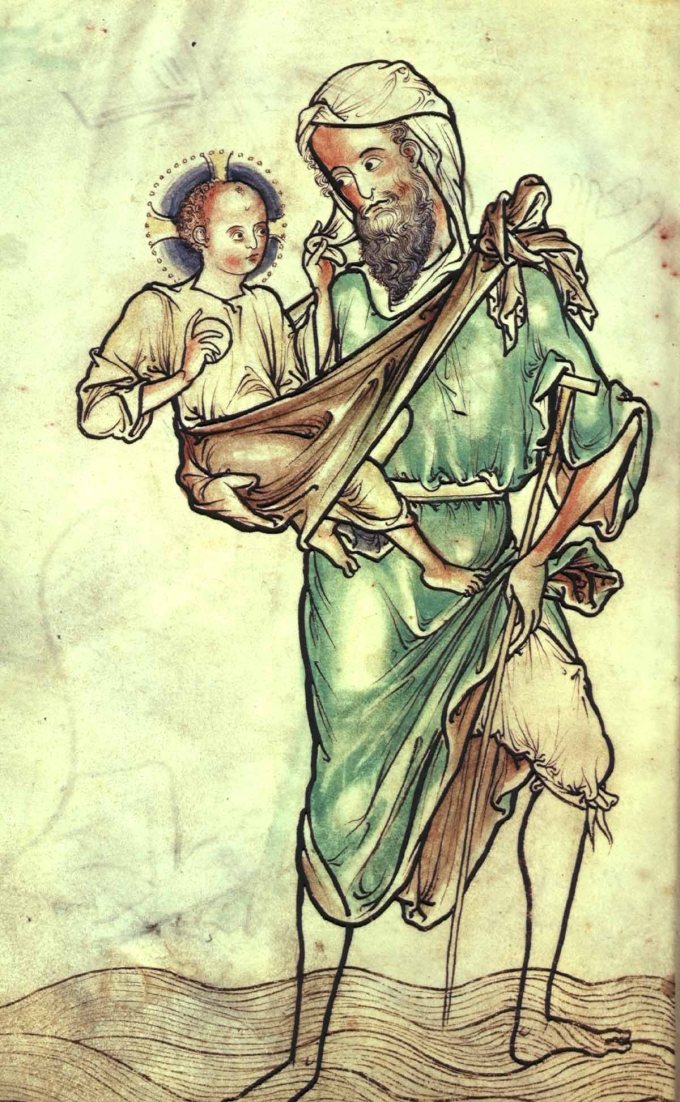 St. Christopher, from the Westminster Psalter, c. 1250