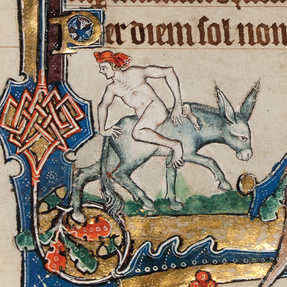 04. Montando um burro. Macclesfield Psalter (c.1320-30).