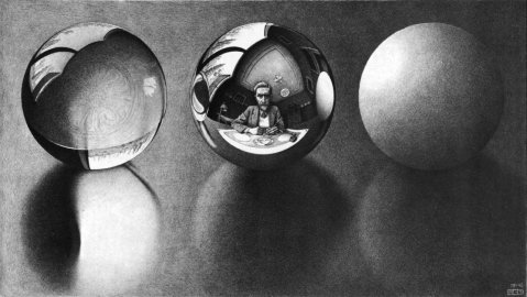 M.C. Escher.Three Spheres II. 1946